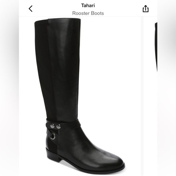 Tahari Black Leather Knee High Boots Size 6.5 - Picture 10 of 13